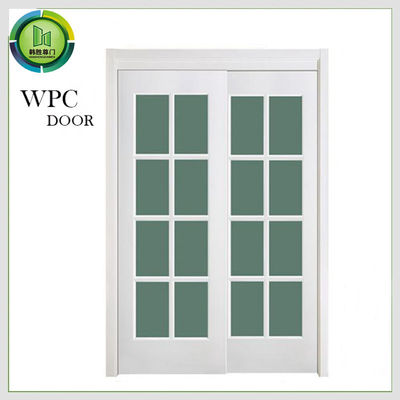 قیمت خوب درب اداری شیشه ای ضد صوتی داخلی WPC، درب شیشه ای دو جار PVC آنلاین